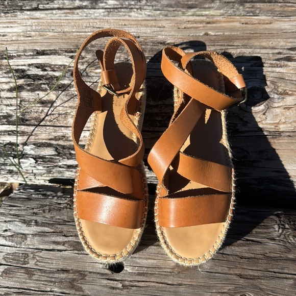 SOLUDOS Anthropologie Olympia Espadrille Flatphorm platform Sandal Tan Size 9.5 - Picture 4 of 12